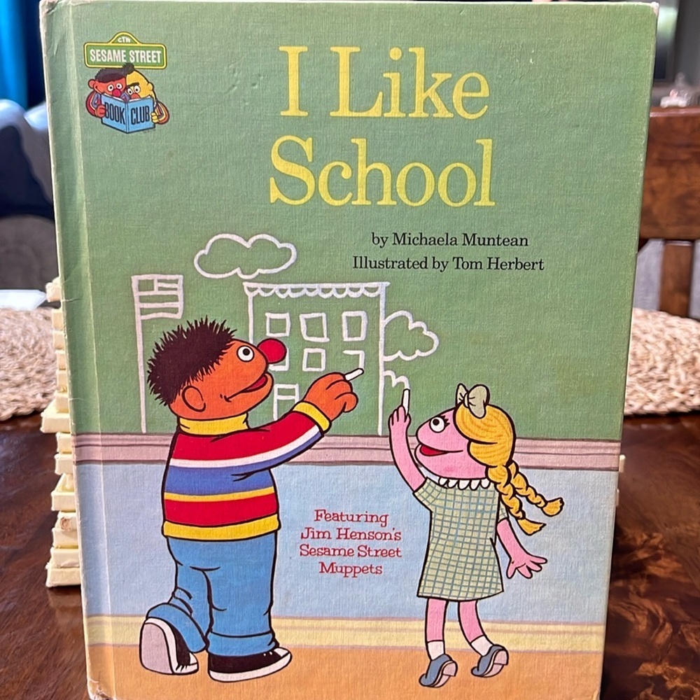 Vintage 1980 Hardback Children’s Book I Like School Sesame Street Book